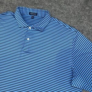 Peter Millar Shirt Mens 2XL XXL Adult Navy Blue Stripes Crown Crafted Stretch